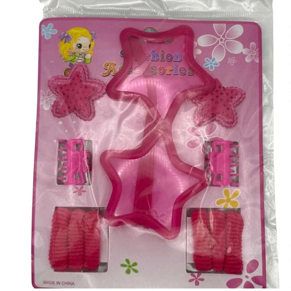 Kids Fashion Accessories Star Hair Clips Scrunchies‎ Set Pink